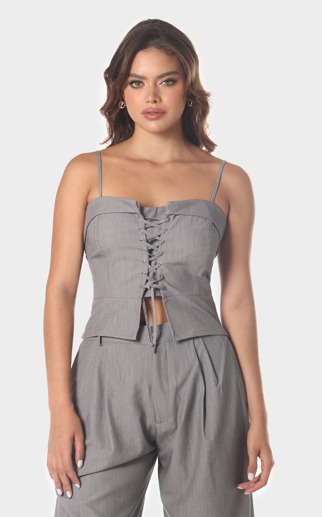 Blusa Gris Amarre Trenzado - Navissi