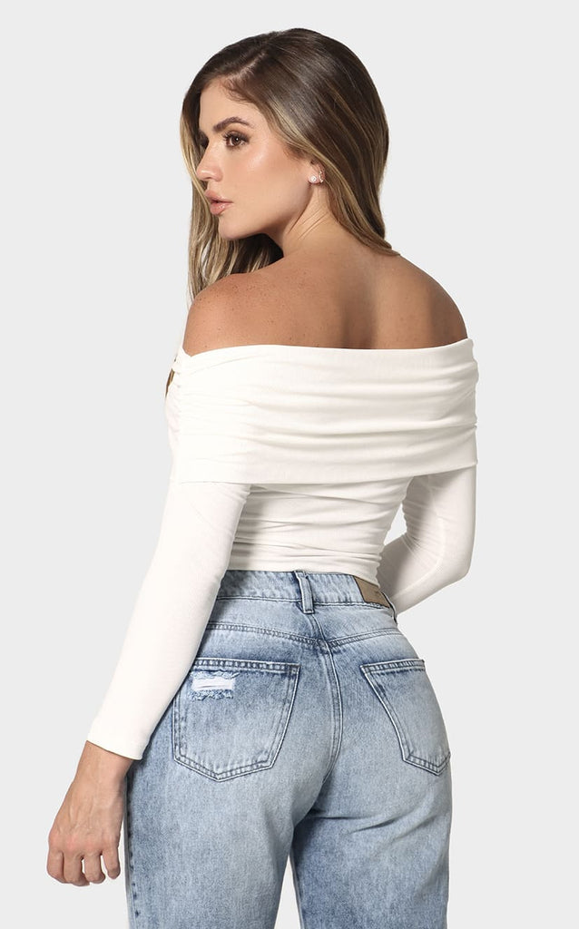 Blusa Marfil Cuello Bandeja - Navissi