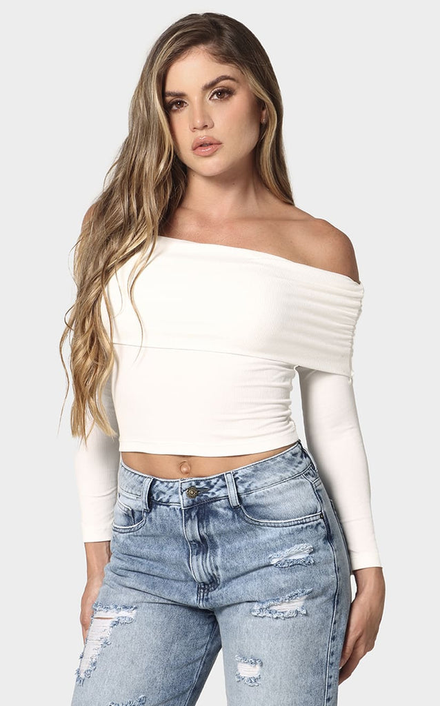 Blusa Marfil Cuello Bandeja - Navissi