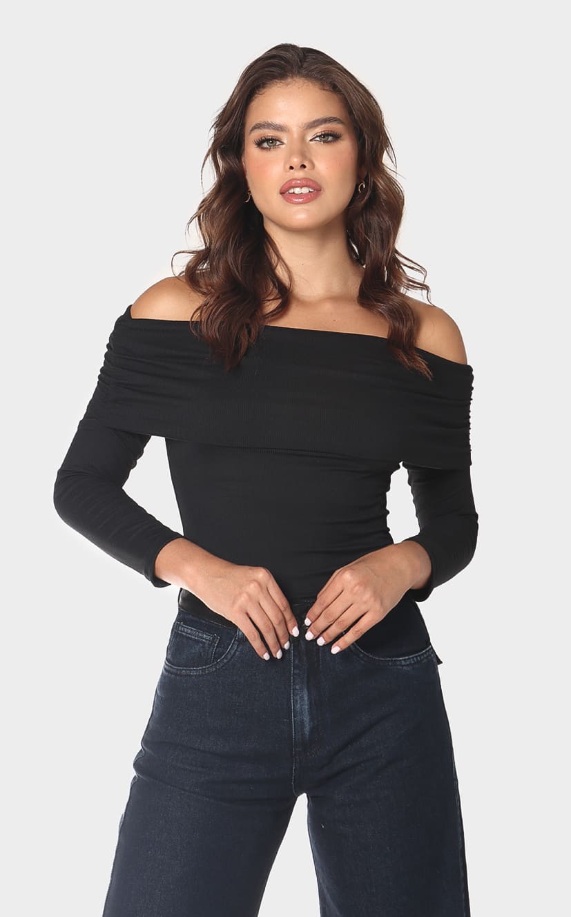 Blusas Cuello Bandeja De Moda Blusa Cuello Bandeja Negra Mar – Abiú
