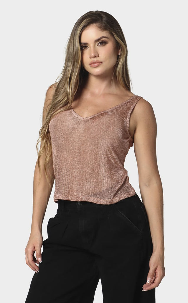 Blusa Oro Rosa Escote V - Navissi