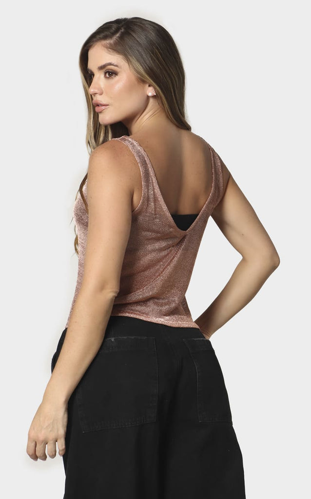 Blusa Oro Rosa Escote V - Navissi