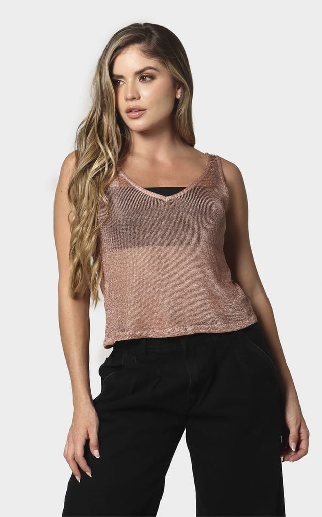 Blusa Oro Rosa Escote V - Navissi