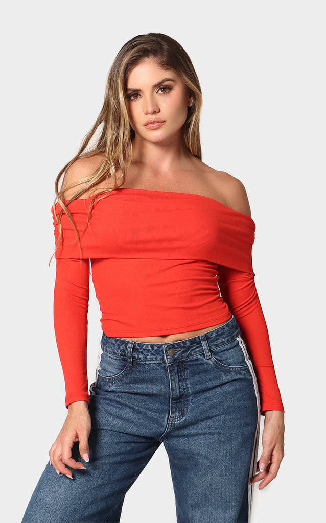 Blusa Roja Cuello Bandeja - Navissi