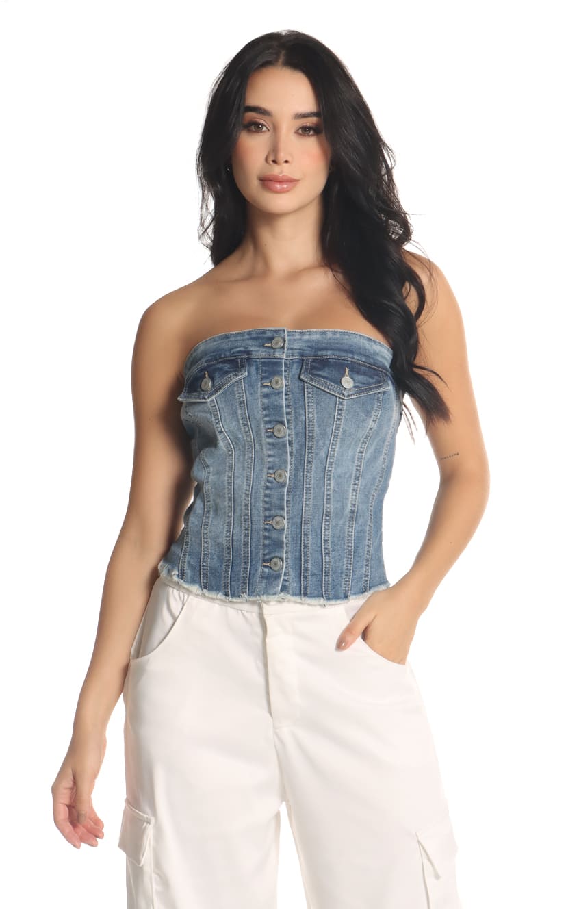 Blusa Straple Denim – 10B GROUP LLC