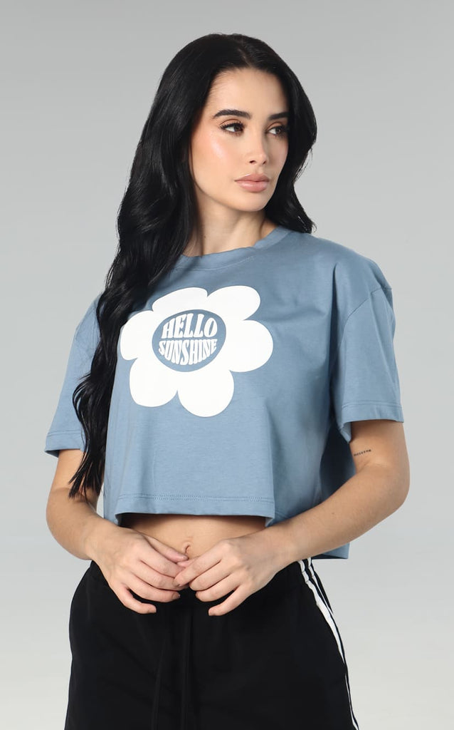 Camiseta Azul Crop Oversize Navissi