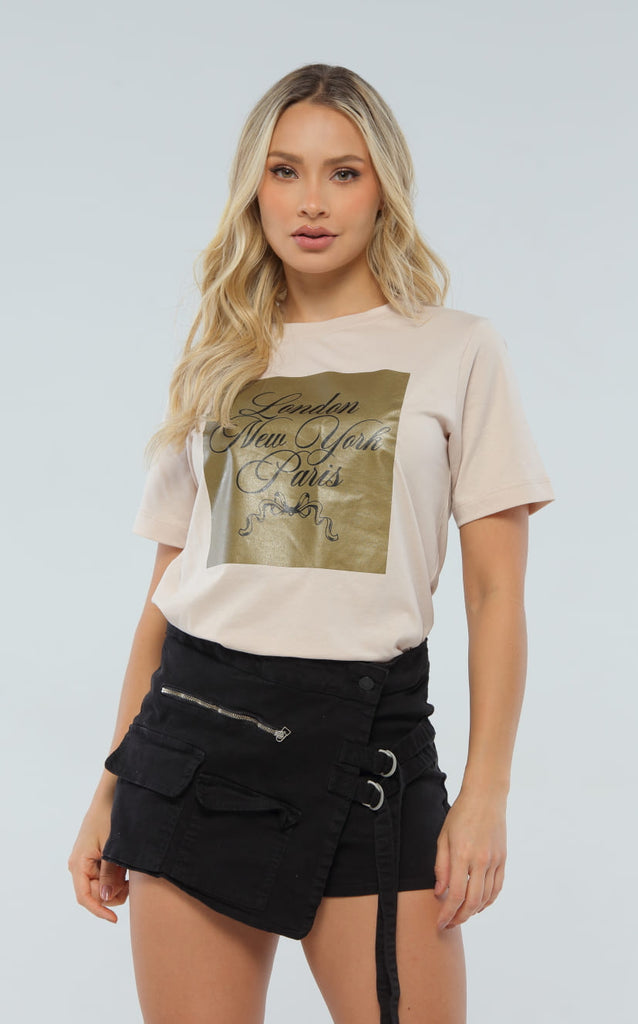 Camiseta Beige Básica Navissi