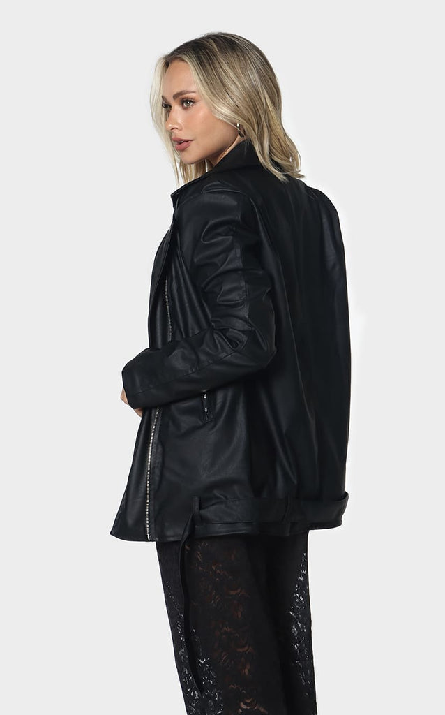 Chaqueta Negra Biker Larga - Navissi