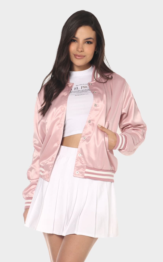 Chaqueta Rosa Beisbolera Bolsillos - Navissi