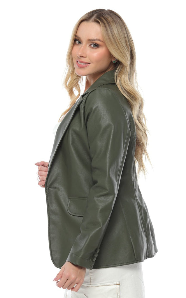 Blazer Verde Militar Tipo Cuerina - Navissi Clothing ♡