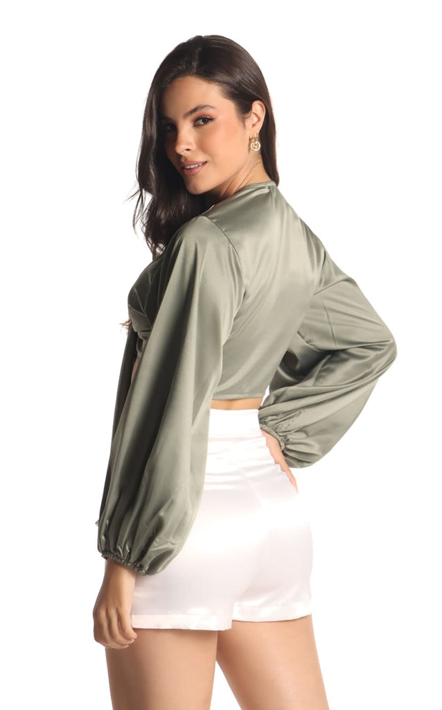 Blusa Verde Amarre Frente - Navissi Clothing ♡