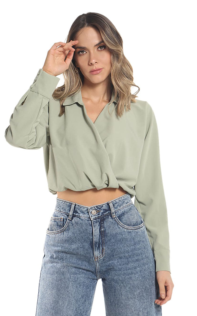Blusa Verde Escote Cruzado - Navissi Clothing ♡