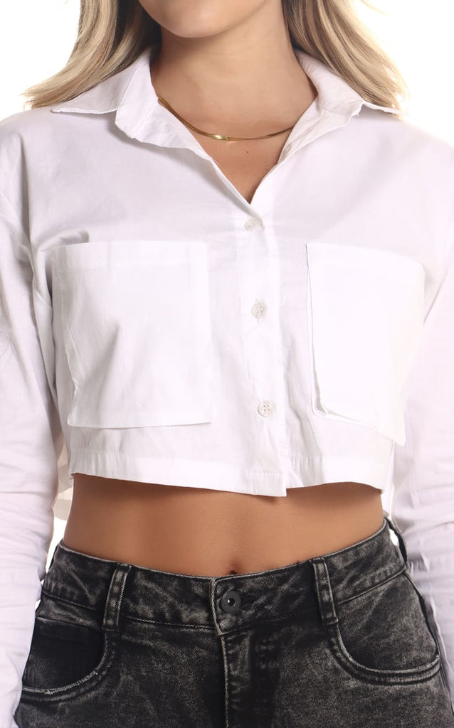 Camisa Blanca Cropped - Navissi Clothing ♡
