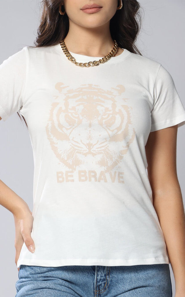 Camiseta Crema Be Brave - Navissi Clothing ♡