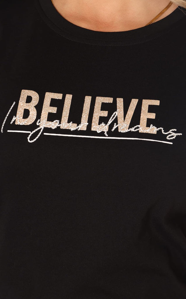Camiseta Negra Believe - Navissi Clothing ♡