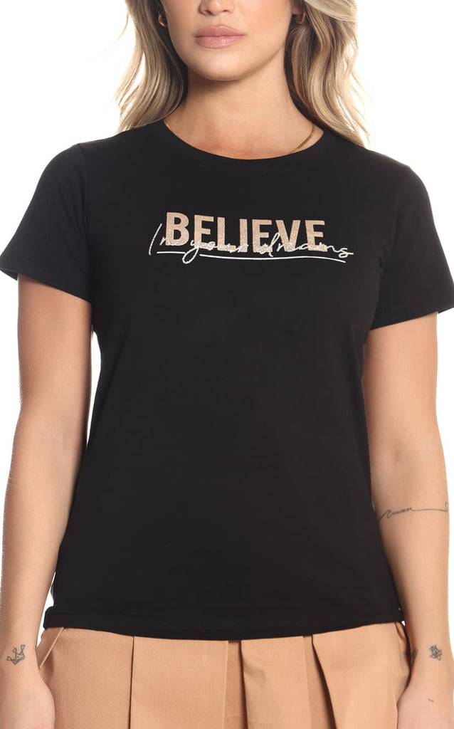 Camiseta Negra Believe - Navissi Clothing ♡