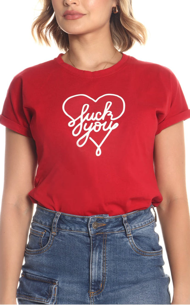 Camiseta Roja Corazón Luck You - Navissi Clothing ♡