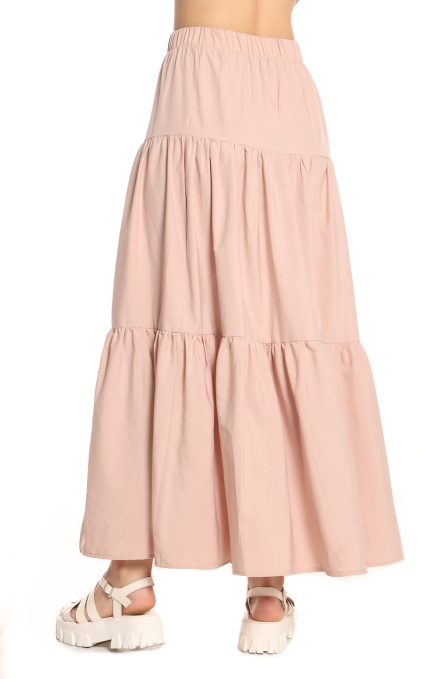 Rosa Palo Falda Raso Navissi Clothing Falda Larga Palo De Rosa