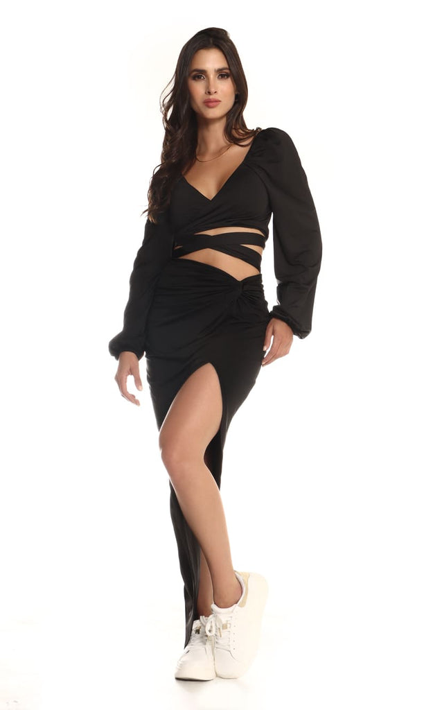 Falda Negra Entorchado - Navissi Clothing ♡