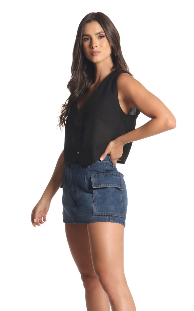 Falda Short Cargo Azul - Navissi Clothing ♡