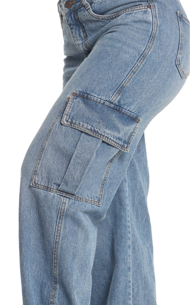 Jean Azul Cargo Wide Leg - Navissi Clothing ♡