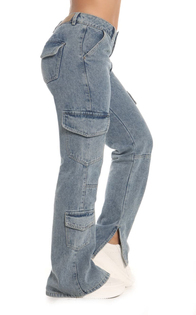 Jeans Straight Cargo Dirty - Navissi Clothing ♡