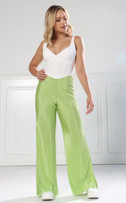 Pantalón Verde Limón Palazzo – 10B GROUP LLC