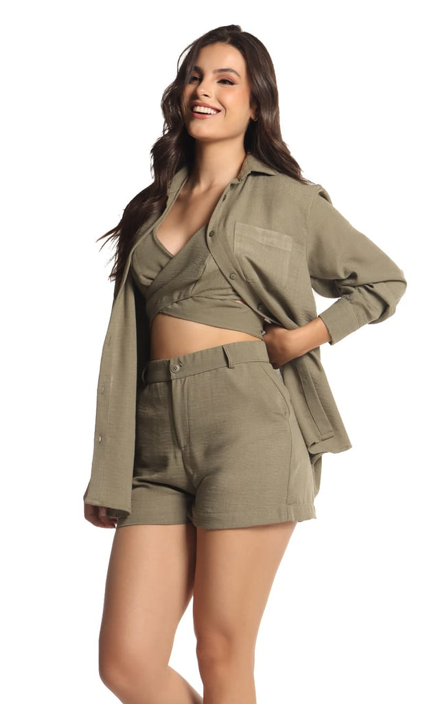 Short Tipo Sastre Verde Militar - Navissi Clothing ♡